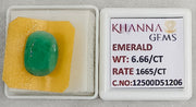 6.66/CT Natural Panna Stone with Govt. Lab Certificate-12500D51206